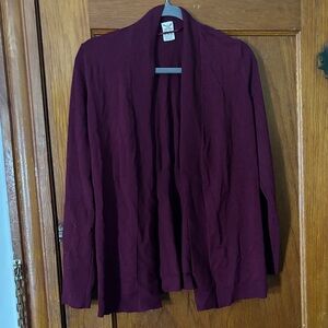 Women's Burgundy Open Front Cardigan